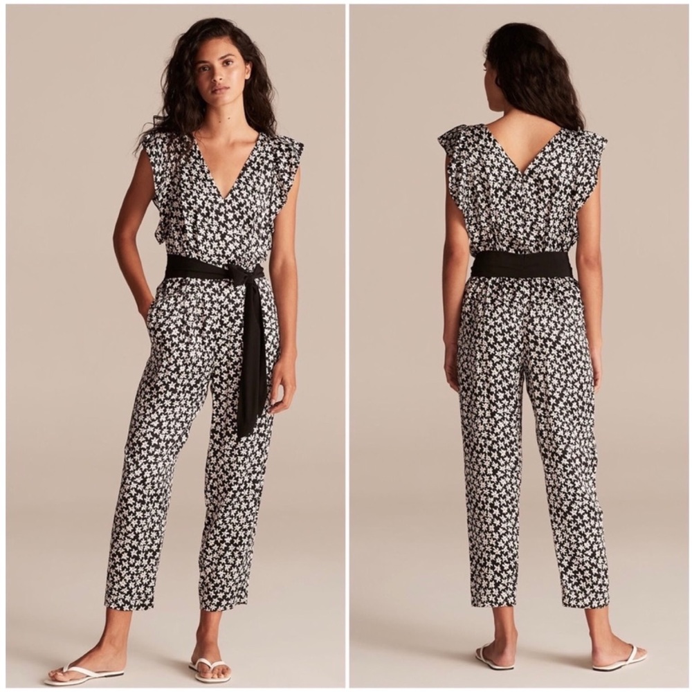 REBECCA TAYLOR Star Fleur Silk Jacquard Jumpsuit